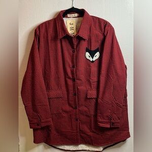 JHM Gingham Jacket with Fox Fluffy Patch  Cotton Blend 3XL